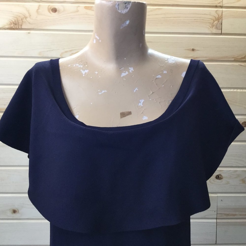 Eliza J Navy Midi Dress Off Shoulder L